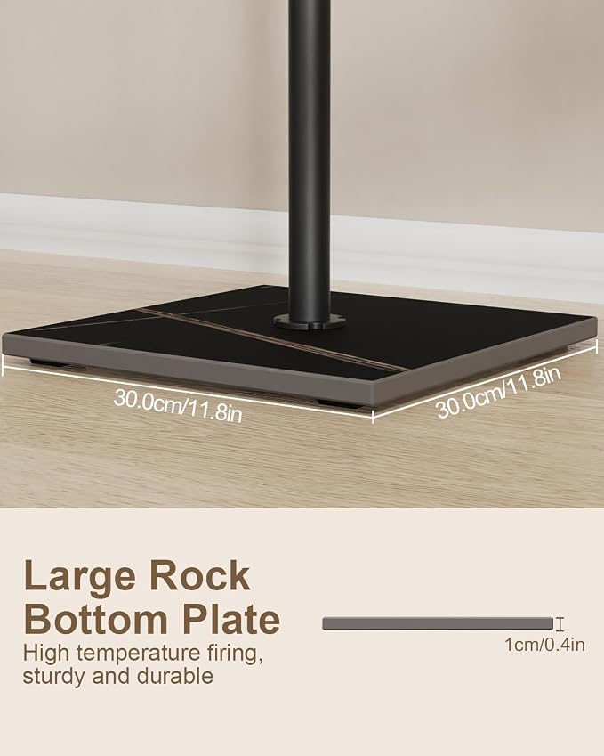 Coat Rack Freestanding, Modern Clothes Hanger Stand with Rock Slab Base, Heavy-duty Metal Tree for Boutiques, Hallway, Entryway, 68.9 Inches High, Black, GYJ012B