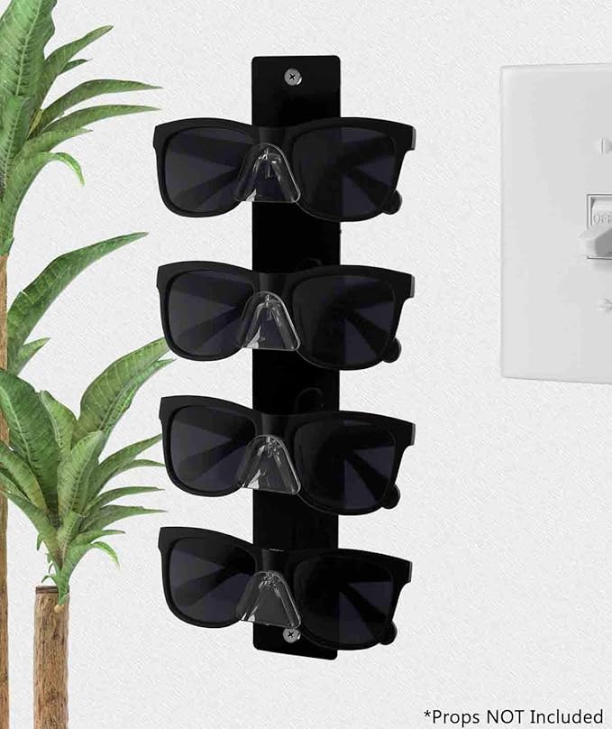 Marketing Holders 2 Pack Safety Glasses Holder 4 Pair Acrylic Wall Mount with Hardware Home Goods Retailers Warehouse Facilities Carpenters Woodworkers Welders Electricians Low Maintenance Black