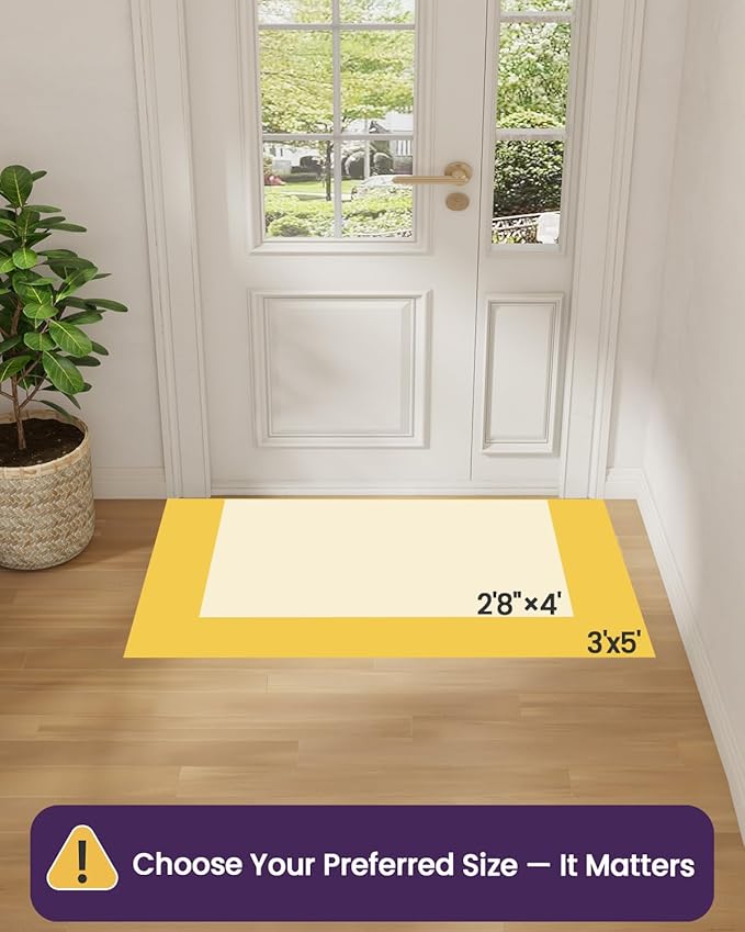 DEXI Ultra Thin Entryway Indoor Door Mat 36x56, Non Slip Rubber Backing Inside Entry Mat, Low Profile Easy Clean Dirt Trapper Doormat for Inside Entrance Patio, Beige