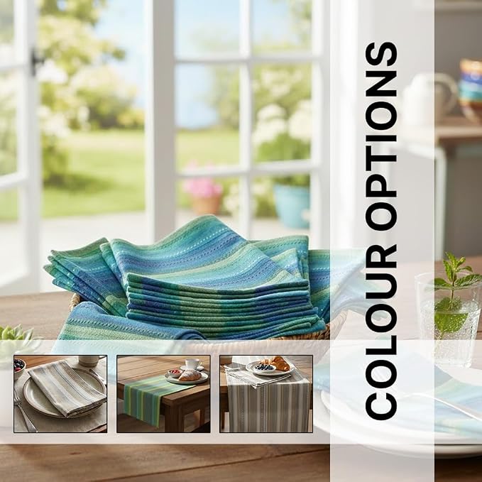LFH Home Cotton Rich Cloth Salsa Napkin Set of 12 Washable Soft Durable Striped Table Napkins for Dining Wedding Daily Use Reusable Eco-Friendly Fabric Napkins for Elegant Settings(18x18)-Blue Multi