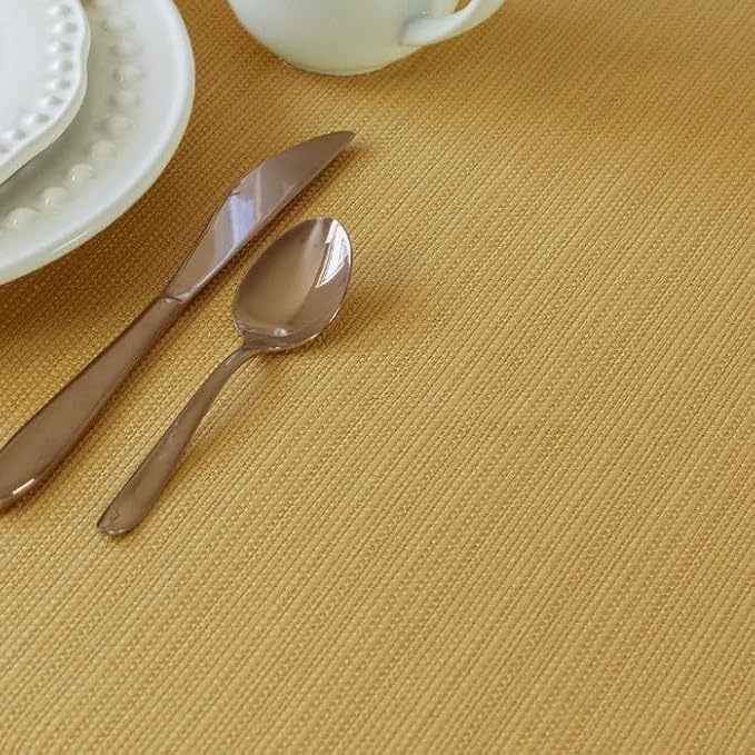 Benson Mills Cameron Textured Fabric Table Cloth, for Everyday Home Dining, Parties, Fall, Autumn, Holiday, and Thanksgiving Tablecloth (60" x 120" Rectangular, Sunshine/Yellow)