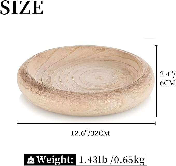 Hanobe Decorative Bowl for Entryway Table: 12.6" Round Decorative Wooden Bowls for Home Decor - Rustic Natural Dough Bowl Coffee Table Decor for Moss Holder