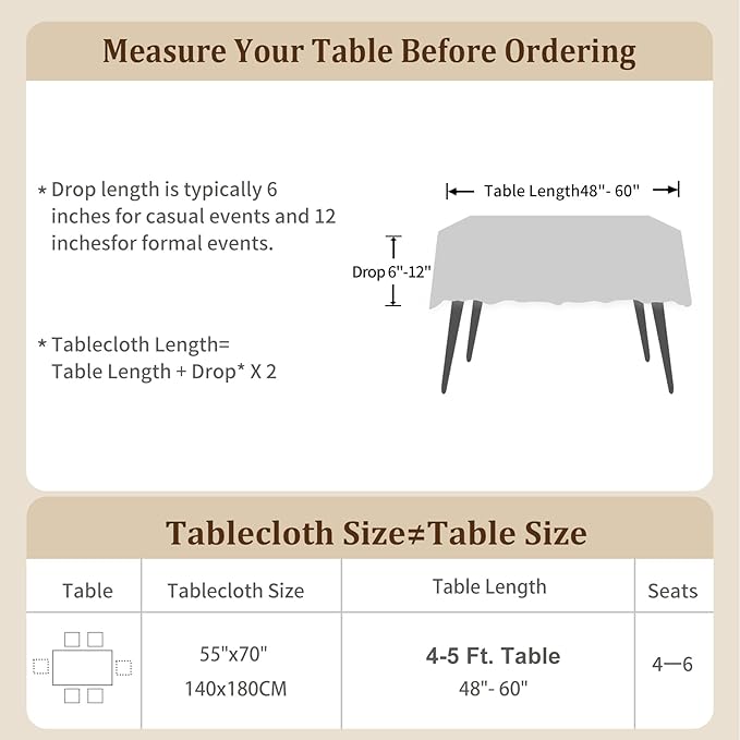 Laolitou Rustic Tablecloth Cotton Linen Waterproof Tablecloths Burlap Table Cloths for Kitchen Dining Cloth Table Cloth for Rectangle Tables Grey Stripes Rectangle,55''x70'',4-6 Seats