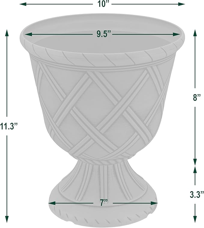 Arcadia Garden Products PL60GD Lattice Plastic Garden Urn, Classic Decorative Garden Pot Planter for Indoor and Outdoor Plants, Gold