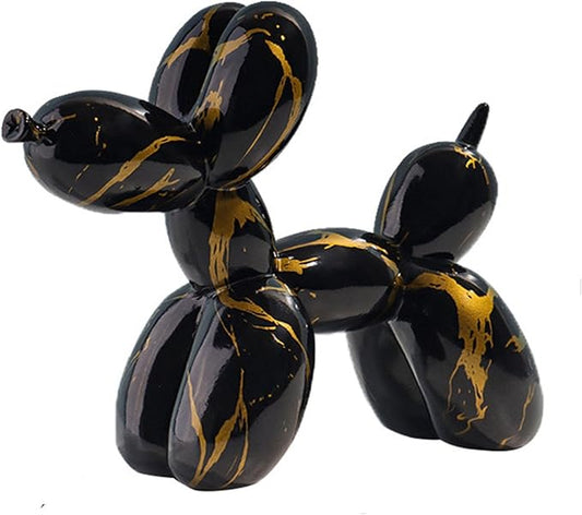 Cute Resin Dog Statue Decorations are Suitable for Modern Desktop Decoration, Home, Bedroom, Living Room, and Office Decoration (Black Gold)