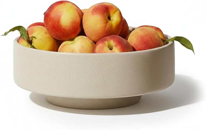Fruit Bowl Decorative Centerpiece – Large Modern Resin Pedestal Bowl for Kitchen Counter, Dining Table & Home Decor