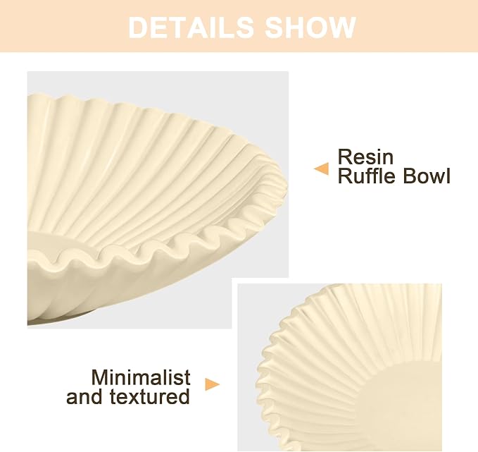 Beige Flat Decorative Bowl - 10" Key and Purse Resin Bowls for Entryway Table