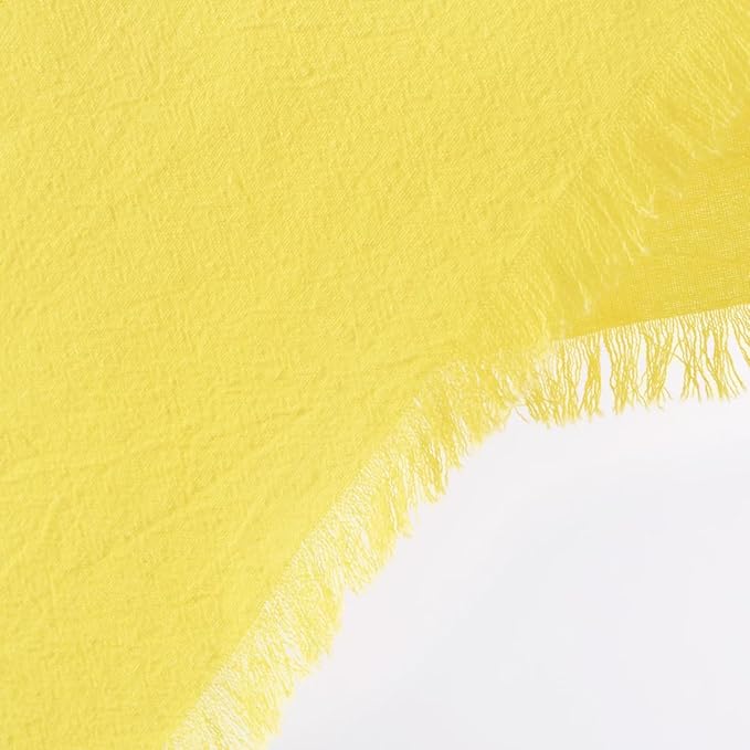 DeZerlor 12 Pack Lemon Yellow Cotton Linen Napkins with Fringe Summer Cloth Napkins Set of 12 Boho Handmade Dinner Napkins Bulk for Wedding Bridal Baby Shower Parties, 17 x 17 Inches