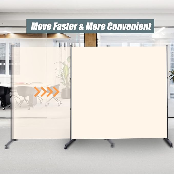 Room Divider Single Panel Privacy Screen W/Wheels, 71'' Wide Portable Room Divider Screen, Upgrade Fabric Wall Divider for Room Separation, Freestanding Partition Room Dividers for Home Office Studio