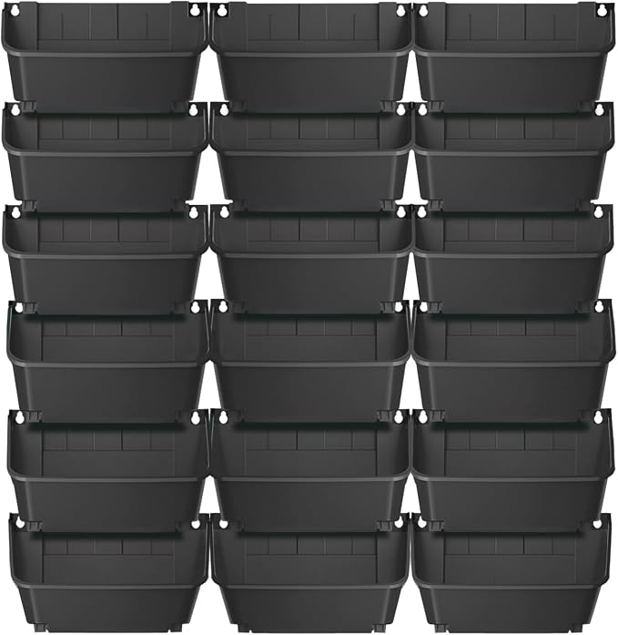 Vertical Garden Planter,13 inch Wall Mounted Planter for Patio Indoor Outdoor Decor, Garden Self Watering Pot Balcony Plant Vegetable Fruit Herb Hanging Pocket Holder Flowerpot (18, Black)
