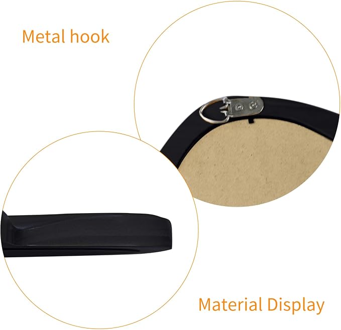 30"x 14" Irregular Wall Mirror, Wooden Black Framed Wall Asymmetrical Wavy Mirror for Living Room Bedroom Entryway Bathroom Modern Decorative with Hanging Hooks