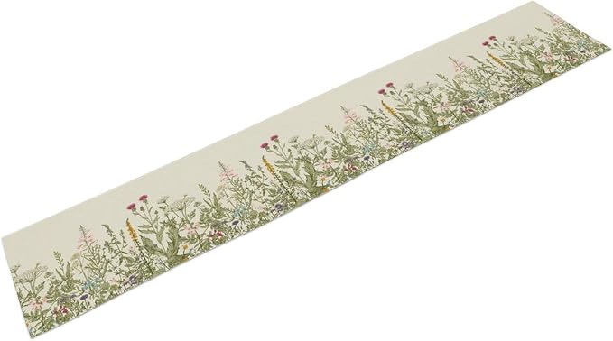 Retro Floral Table Runner Floral Beautiful Flower Rural Theme Dining Table Decor Repeated Symmetric Design for Kitchen Dining Room Holiday Party Family Gatherings Decor 13x120in