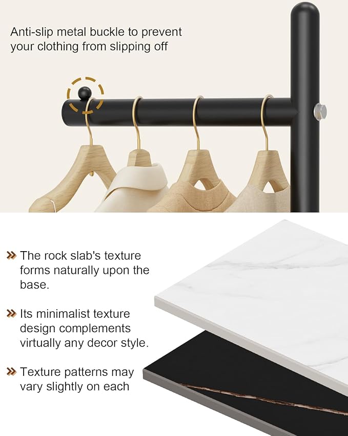 Yawinhe Coat Rack,Free Standing Hall Coat Tree, Stable Clothing Rack with Rock Base,Garment Rack Suitable for Hats, Bags, Coats,68.5 Inches High,White,USMJ101W
