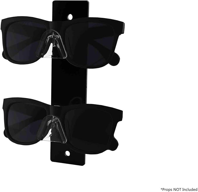 Marketing Holders 4 Pack Eyeglasses Holder Sunglasses Black Acrylic Back Clear Nose Wall Mount Glasses Display Rack with Hanging Hardware 2 Tier Bifocals Spectacles Eye Doctor Office
