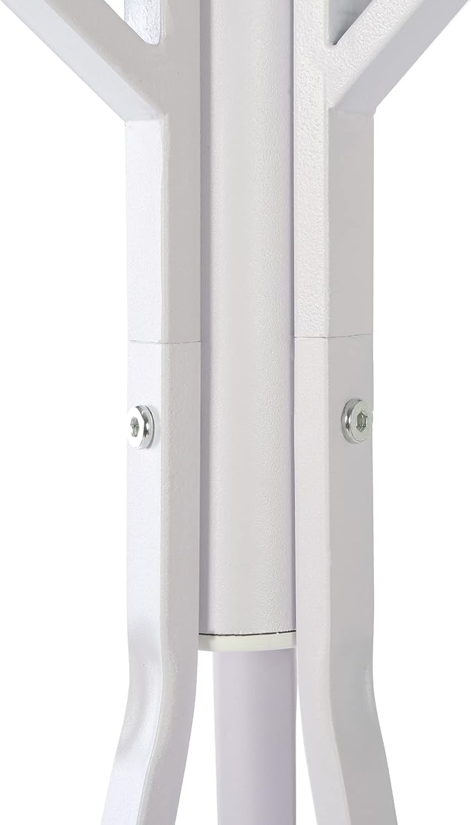 HOME BI Coat Rack Hat Stand Free Standing Display Hall Tree Metal Hat Hanger Garment Storage Holder with 9 Hooks for Clothes Hats and Scarves in White,17.72" Wx17.72 Dx70.87 H