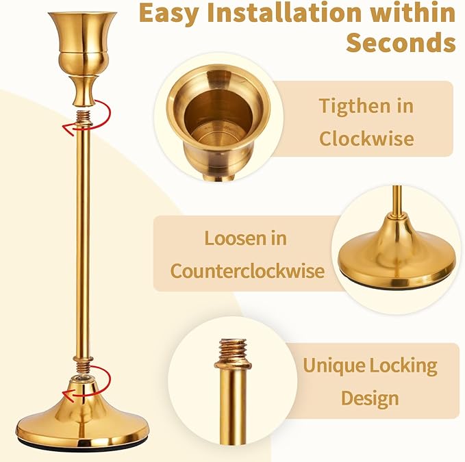 Chill Recipe Candlestick Holders Gold Taper Candle Holders 3 pcs Candle Sticks Holders for Home Decor Table Centerpiece Wedding Housewarming Festival
