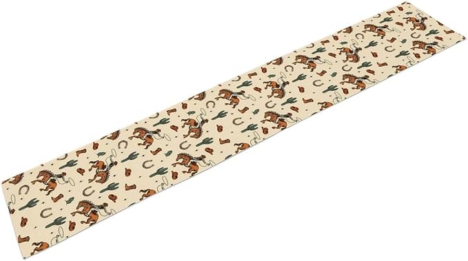 Boho Cowboy Table Runner, Western Rustic Country Horse Wild Tropical Cactus Desert Table Runner for Kitchen Dining Home Decoration, 13x36 Inch