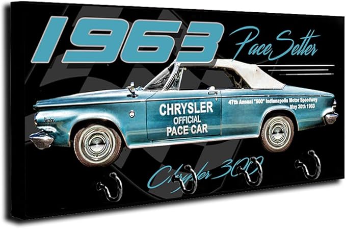 Brotherhood 1963 Compatible with 300 Pace Setter Indy 500 Pace Car Key Holder Organizer Wall Mount Rack for Holders The Home Keys Ring Decorative Hangers Decor Hook Hanger