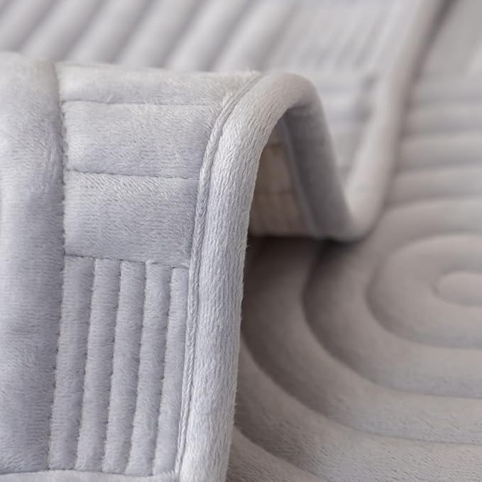 Soft Plush Geometric Quilted Couch Sofa Cover Boho Non Slip Fuzzy Sectional Couch Cover Solid Color Washable Sofa Slipcover Furniture Protector for Kids Dogs Cats (Gray,36"x102")