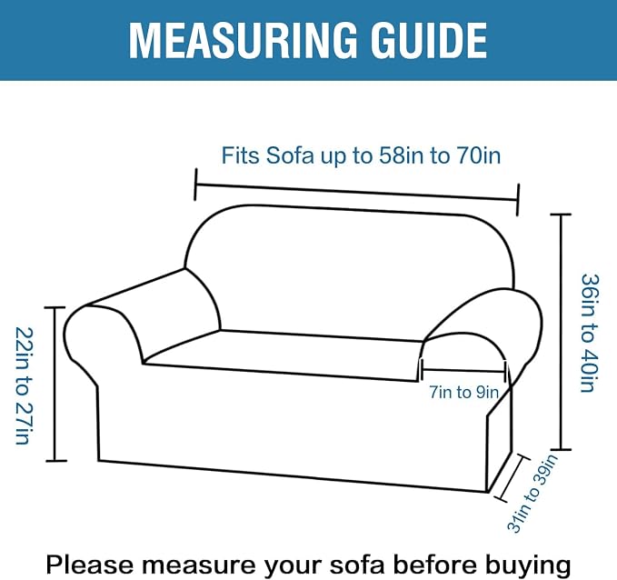 H.VERSAILTEX High Stretch Loveseat Covers 1-Piece Couch Cover Non Slip Sofa Cover with Elastic Bottom Thick Soft Sofa Covers Washable Polyester Spandex Jacquard Fabric Stripe Design(Loveseat, Caramel)