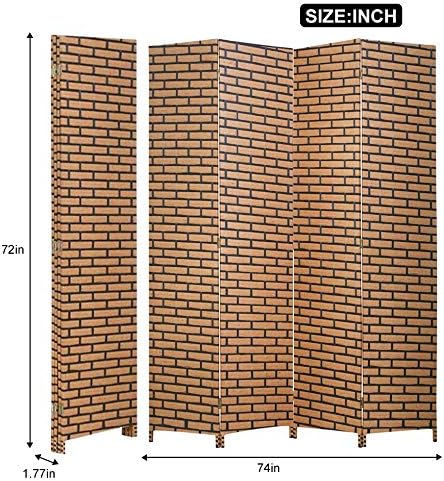 Room Dividers and Folding Privacy Screens 4 Panel 6 ft Foldable Portable Room Seperating Divider, Handwork Wood Mesh Woven Design Room Divider Wall, Room Partitions and Dividers Freestanding, Brick