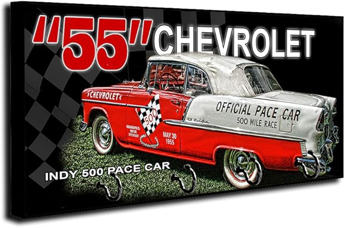Brotherhood 1955 Compatible with Bel Air Convertible Indy 500 Pace Car Key Holder Organizer Wall Mount Rack for Holders The Home Keys Ring Decorative Hangers Decor Hook Hanger