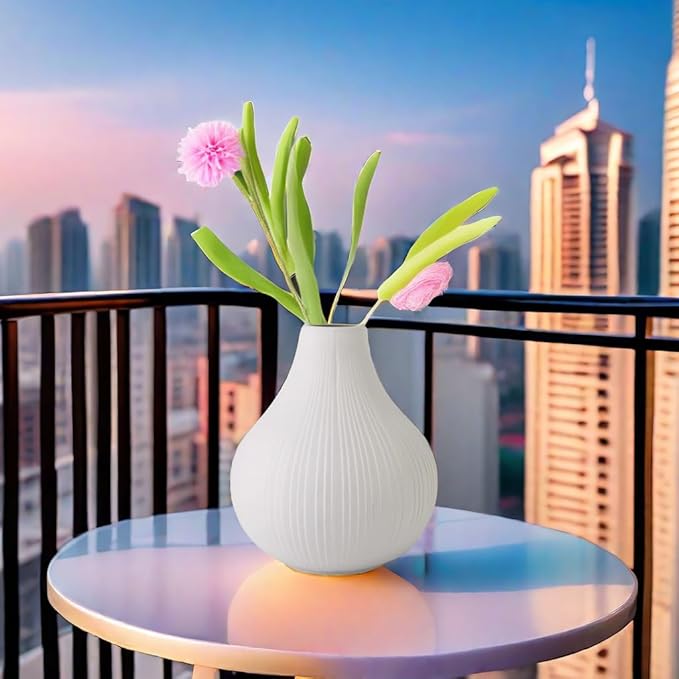 Large Ceramic Vase Modern Vase Gray Vase for Room，Big Belly Vases Minimalism Style for Home Decor，Flower Vases Decorative Vase for Shelf Decor/Table/Living Room/Office (Grey, 9.5Inches)