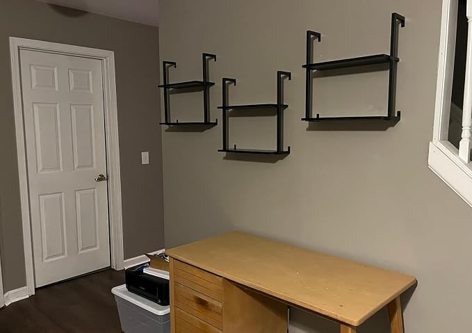 Wall Mounted Bookshelves Set of 3, Floating Shelves for Wall, 6-Tier Wooden Hanging Bookshelf, Easy Installation Book Organizer for Home Office, Living Room, and Bedroom