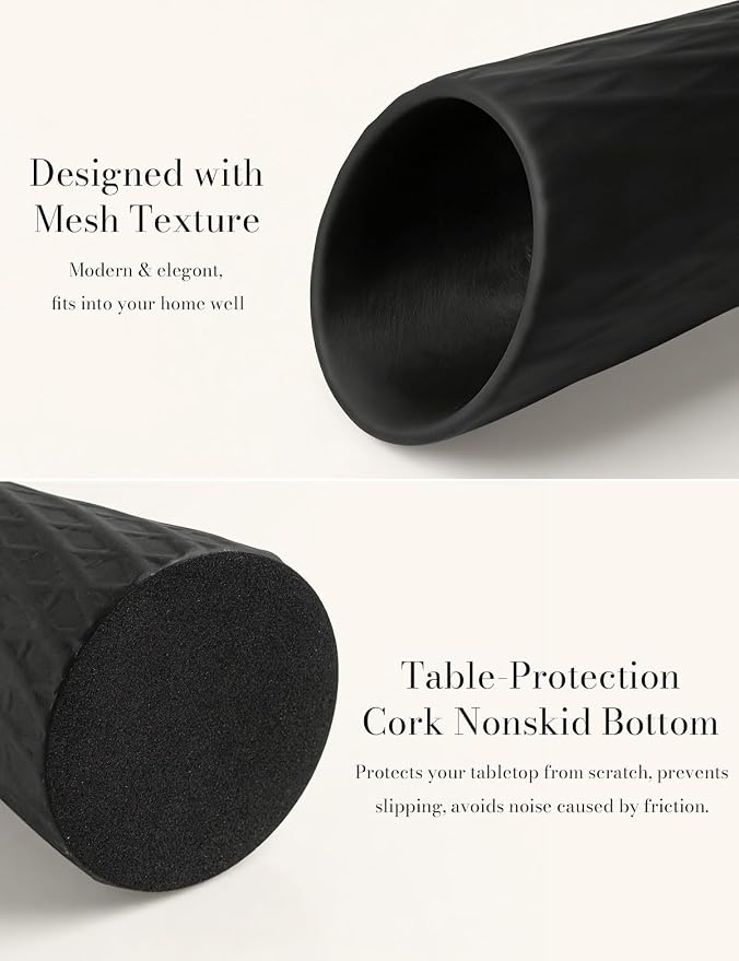 Tall Thin Vase, 16" Tall Ceramic Skinny Waist Vase, Handmade Flower Vases for Centerpiece Table Wedding Decorations Home Decor Party(Black)