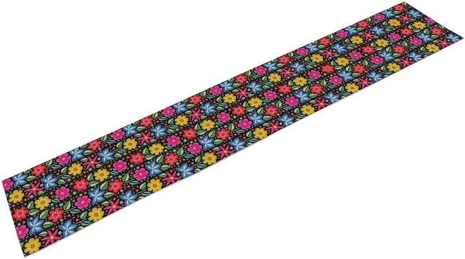 YCness Ethnic Mexican Table Runer, Mexican Flower Traditional Pattern Ornate Folk Graphic Spring Table Runner for Party Living Room Dining Home Table Decor, 13x60 Inch