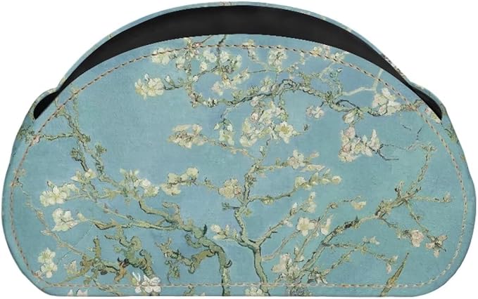 TV Remote Holder with 5 Compartments,Branches of an Almond tree in Blossom Print Office Desk Organizers,Nightstand Caddy,Storage for Eyeglasses/Cosmetic Brushs