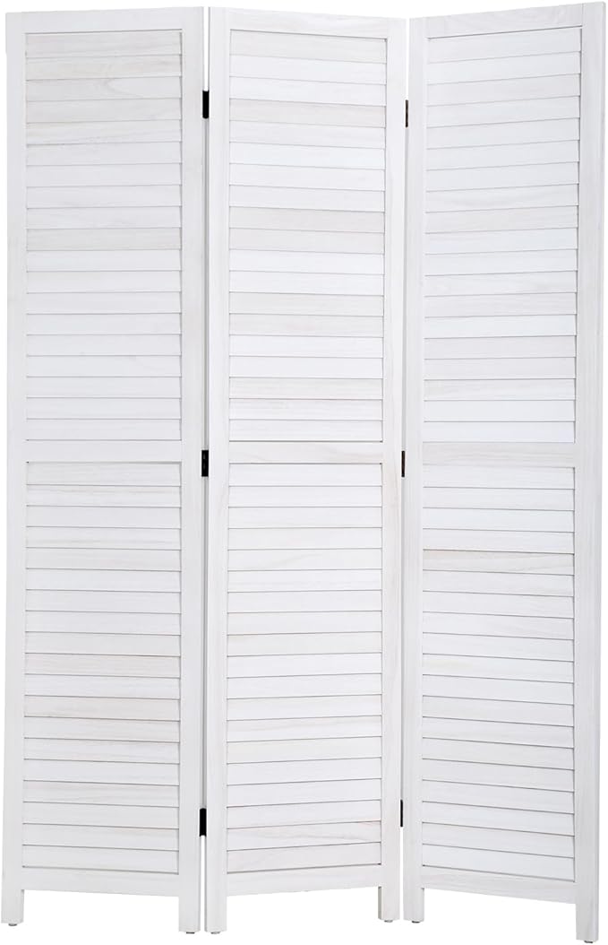 PayLessHere Room Divider Wood Privacy Screen 5.75 Ft Indoor Folding Portable Partition Screen for Bedroom Office Restaurant (White, 3 Panel)