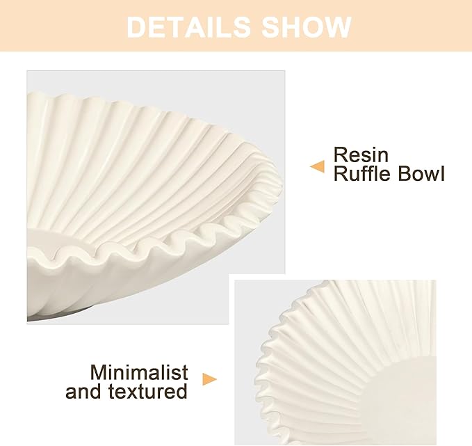 Beige Small Decorative Bowl for Home - Stylish Purse/Key Bowls for Entryway Table - Coffee Table Bowl - Artificial Resin Centerpiece Bowls