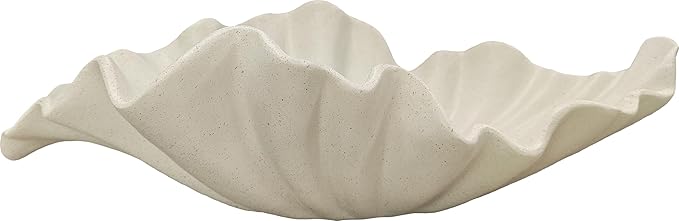 12" Large Decorative Bowl decor, Modern Home Decoration Scallop Bowl,Fashion Key Bowl for Entrance Table, Decorative Fruit Bowl for Kitchen Counter, Ruffle Decor, Light Gray