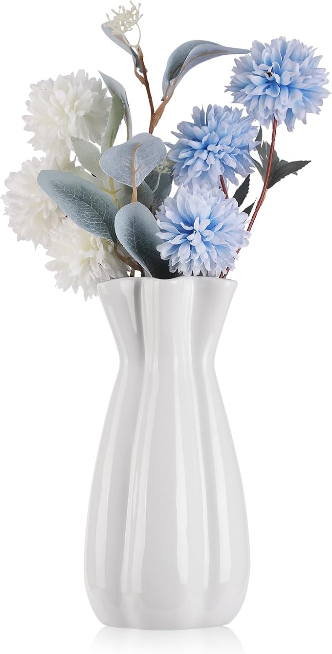 Unique Plain Designed Ceramic Modern Decorative Bouquet Vases Minimalism Flower Vases for Office Living Room Cabinet Wedding Decorations - 8’’
