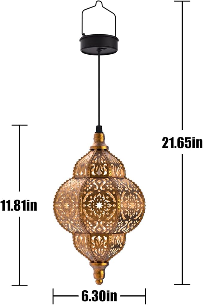 Hapjoy Hanging Solar Lights Outdoor Garden Decor Solar Lantern Waterproof Plastic Moroccan Outdoor Decorations for Patio Pathway Yard Backyard Garden Decorative (2 Pack, Bronze)