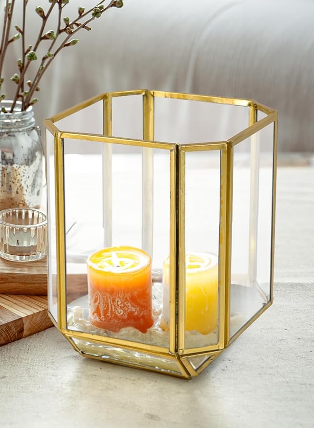Serene Spaces Living 6" Aurea Votive Holder, Gold Metal & Glass Candle Holder - Elegant Decorative Centerpiece for Home, Weddings, Holidays, Special Occasions, Vase, Catchall, Organizer, Pack of 8