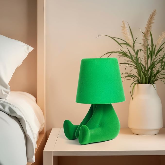 Bedside Touch Control Table Lamp, Golden Decor Thinker Statue LED Table Lamp With USB Port, 3 Way Dimmable Modern Night Light Nightstand Lamp For Home Living Room Office Shelf Decor (light green-A)