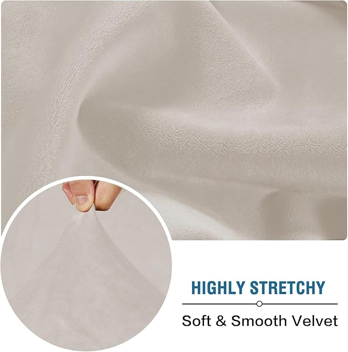 H.VERSAILTEX Velvet Stretch Couch Cushion Cover Plush Cushion Slipcover for Chair Loveseat Sofa Cushion Furniture Protector Seat Cushion Sofa Cover (2 Piece Large Sofa Cushion Covers, Oatmeal)