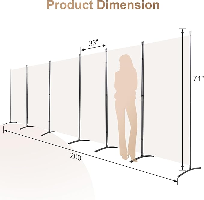 Room Divider-Folding Privacy Screens, 6 ft Partition Room Dividers Wall for Separation, Home, Office, Classroom, Studio (White, 6 Panel)