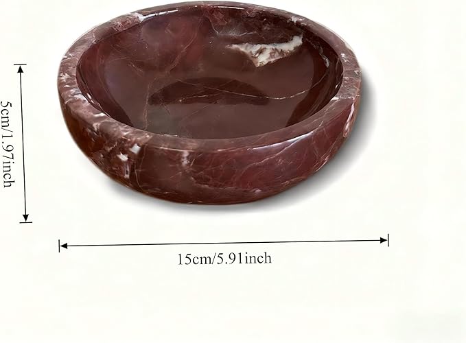 Small PurpleRed Decorative Marble Bowl, 5.9 inches,Natural Stone Round Bowl for Home Decor, Fruit, Nuts, Jewelry tray,Coffee Tables Centerpiece, Soap Serving (PurpleRed-small)