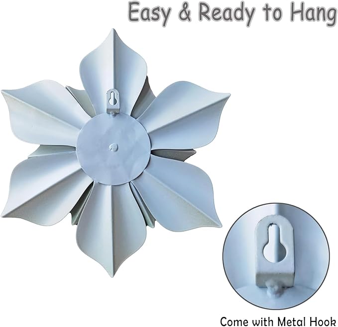 Metal Flower Wall Sculpture, 12.5" Rustic Modern Floral Artwork, Distressed 3D Layered Iron Flower Wall Hanging Accent for Indoor Kitchen Bedroom Living Room Office OutdoorGarden Patio Decor (Green)