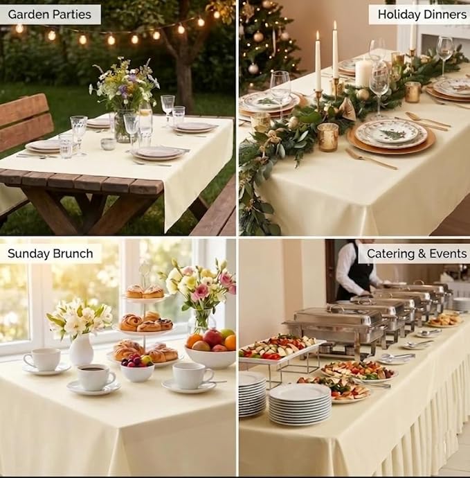 Urban Villa Table Cloth White Kitchen Dining Tabletop Cover 100% Cotton 60x84 Inches Rectangle Tablecloth Washable Reusable Durable Ideal for Hotel Restaurant Farmhouse Wedding Holiday Dinner Parties