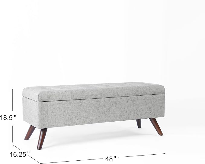 HomePop Modern Tufted Storage Bench|Homepop Home Décor|Bench with Storage for Living Room & Bedroom - Gray Woven