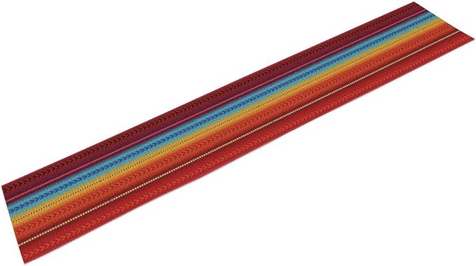YCness Mexican Table Runner Striped Mexican Poncho Pattern Traditional National Ornament Table Runner for Party Living Room Home Bedroom Kitchen, 13x90 Inch