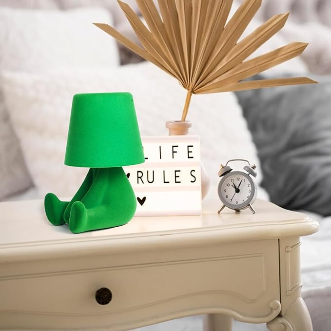 Bedside Touch Control Table Lamp, Golden Decor Thinker Statue LED Table Lamp With USB Port, 3 Way Dimmable Modern Night Light Nightstand Lamp For Home Living Room Office Shelf Decor (light green-A)