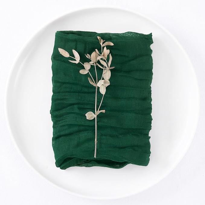 DeZerlor 20 Pack Emerald Green Cheesecloth Napkins Summer Cloth Napkins Set of 20 Dinner Napkins Bulk 21x21 Inches for Wedding Bridal Shower Baby Shower Parties