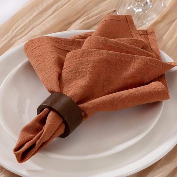 MLMW Terracotta Cloth Napkins Set of 6 Linen Dinner Cotton Spring Napkins Cloth Bulk Washable Napkins16×16" for Wedding Party Baby Bridal Shower Birthday Table Decor