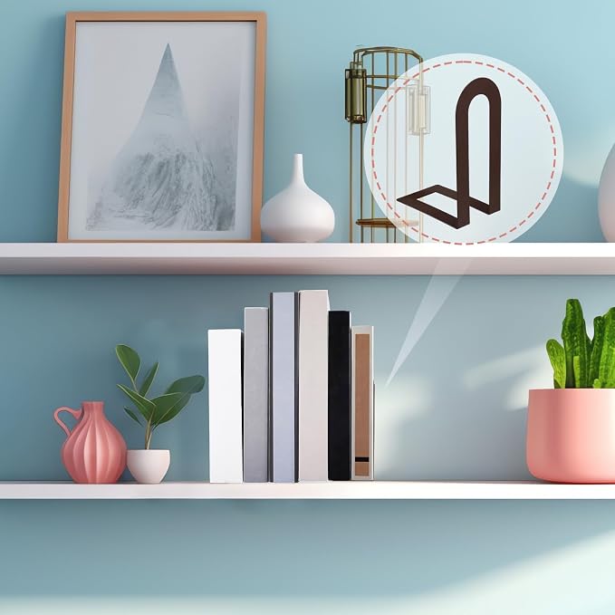 Chunful 6 Pcs Bronze Book Ends for Shelves Modern Metal Decorative Small Bookends Book Shelf Organizer Minimalist Design Stopper to Hold Books for Home Office (5.5 * 3.75 * 2.25inch)
