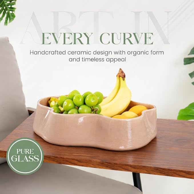 Modern Glass Decorative Bowl for Kitchen & Home Decor – Handmade Unique Design Key Bowl for Entryway Table, Living Room, Premium Candy Bowl, Fruit Bowl for Kitchen Counter